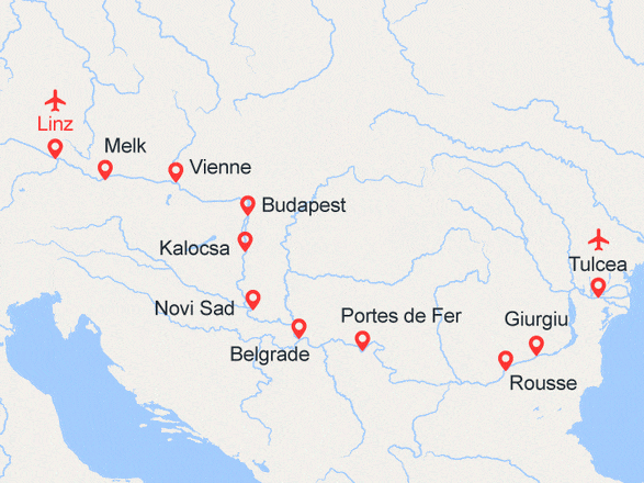 itinéraire croisière Danube : Du Danube Bleu vers la Mer Noire (LIT)