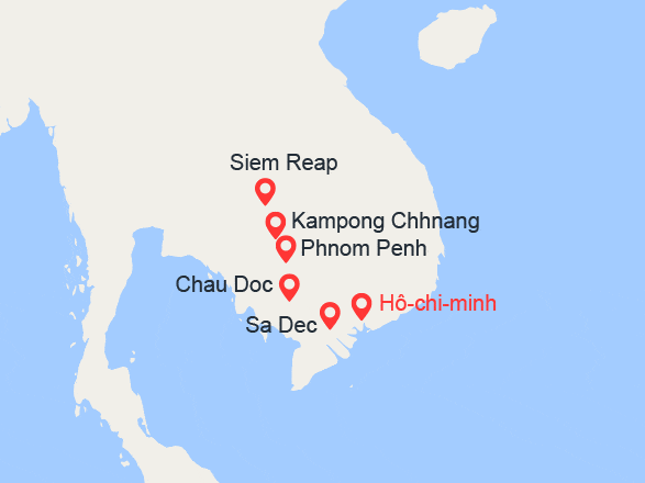 itinéraire croisière Mékong : Du Delta du Mékong aux temples d'Angkor (1H3_PP)