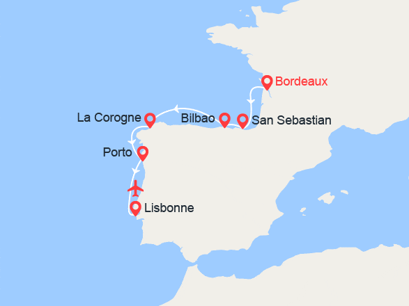itinéraire croisière Méditerranée : Du pays basque espagnol au Portugal