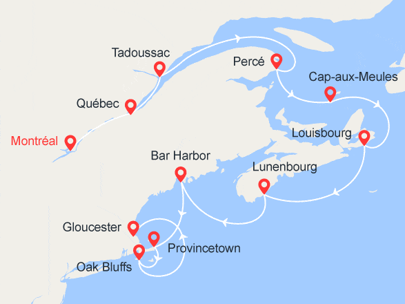 itinéraire croisière Amérique du Nord : Du Saint-Laurent à la côte est américaine