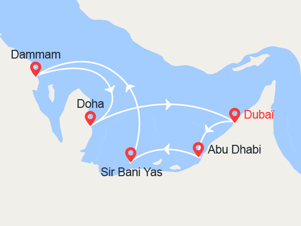 itinéraire croisière Moyen Orient : Dubaï, Abu Dhabi, Arabie Saoudite, Qatar