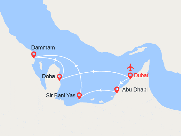 itinéraire croisière Moyen Orient : Dubaï, Abu Dhabi, Dammam, Qatar || Vols inclus