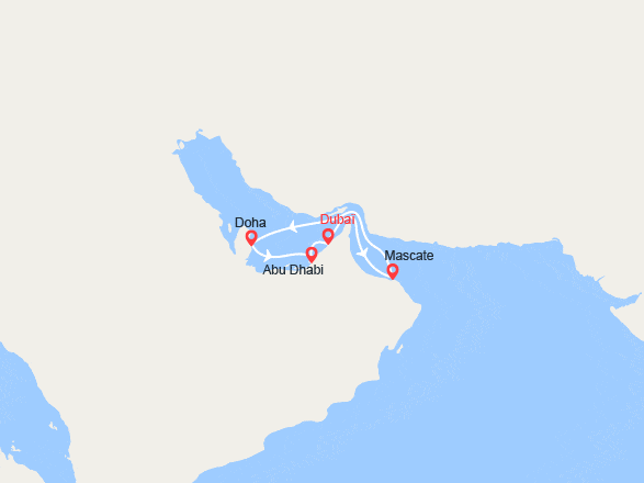 itin&eacute;raire croisi&egrave;re Moyen Orient : Dubaï, Oman, Doha, Abu Dhabi 