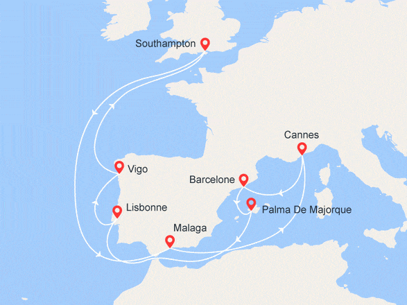 itinéraire croisière Iles Baléares : Echappées en Méditérranée : Espagne, Portugal et Côte d'Azur