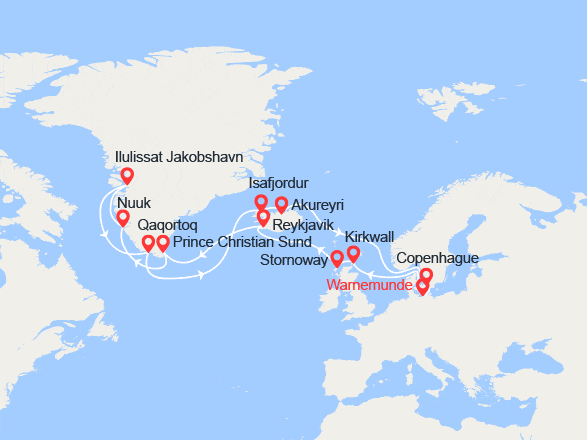 itinéraire croisière Islande : Ecosse, Groenland, Islande