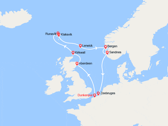 itin&eacute;raire croisi&egrave;re Europe du Nord : Ecosse, îles Féroé et Norvège 