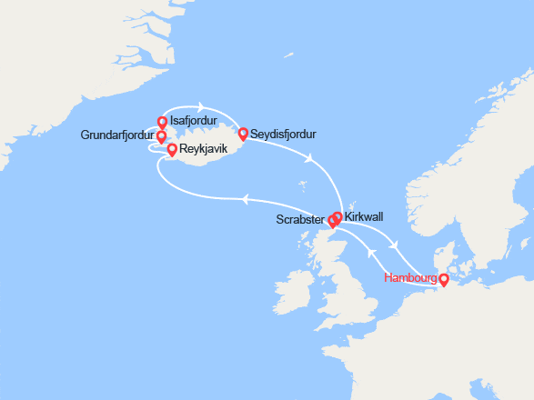 itinéraire croisière Islande : Écosse, Islande 