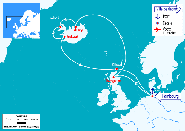 itinéraire croisière Islande : Écosse, Islande