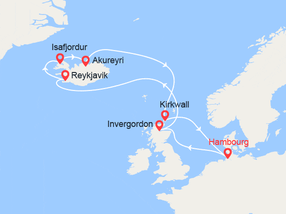 itinéraire croisière Islande : Écosse, Islande, Iles Orcades