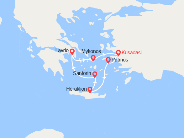 itinéraire croisière Méditerranée Orientale : Emblématique découverte en 4 jours au départ de Kusadasi