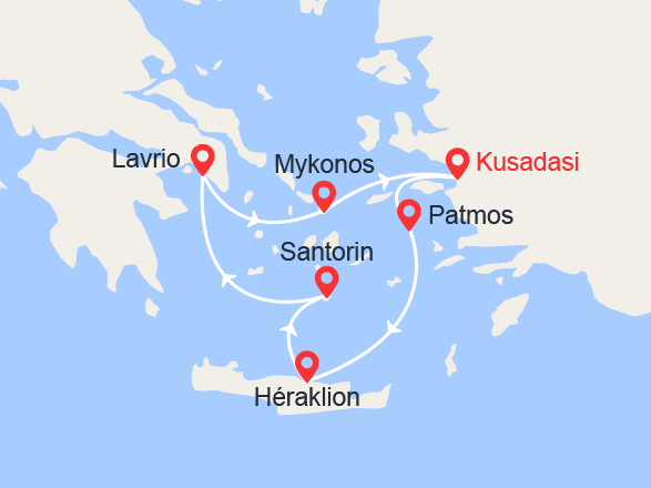 itinéraire croisière Iles grecques - Iles grecques : Emblématique Mer Egée: Cyclades, Crète - 5 destinations - Kusadasi 