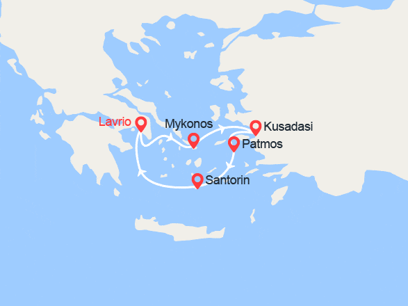 itinéraire croisière Méditerranée Orientale : Emblématique mer Egée en 4 jours