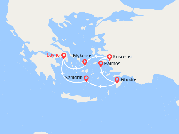 itinéraire croisière Méditerranée Orientale : Emblématique Mer Égée en 5 jours au départ de Lavrio