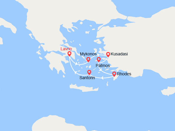 itinéraire croisière Méditerranée Orientale : Emblématique mer Egée en 5 jours