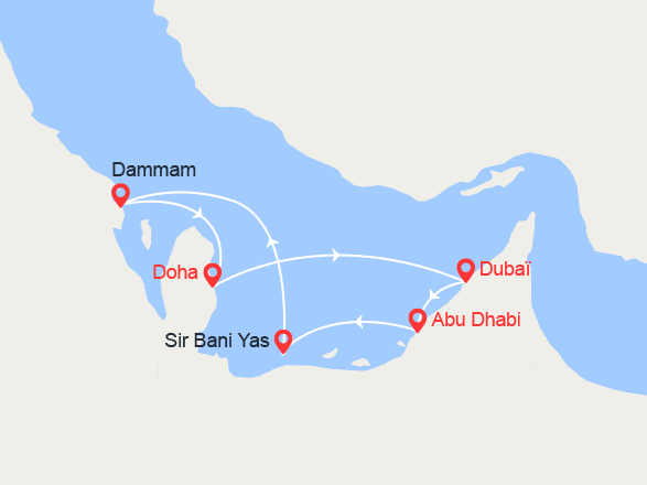 itinéraire croisière Moyen Orient : Emirats, Arabie Saoudite, Qatar