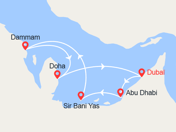itinéraire croisière Moyen Orient : Émirats, Arabie Saoudite, Qatar