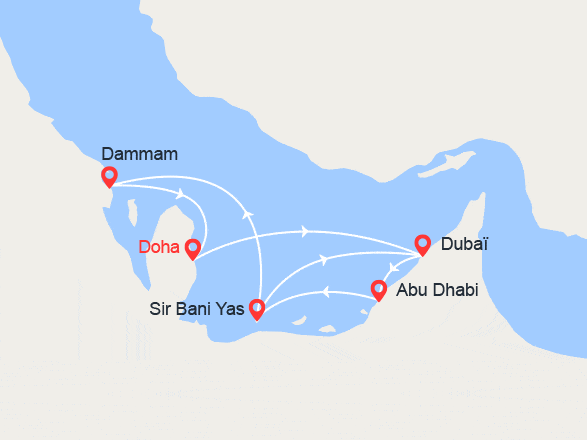 itinéraire croisière Moyen Orient : Emirats Arabes, Arabie Saoudite