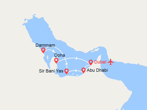 itinéraire croisière Moyen Orient : Émirats Arabes, Arabie Saoudite et Qatar | Vols inclus
