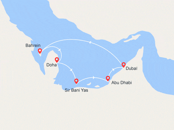 itinéraire croisière Moyen Orient : Emirats Arabes Unis, Bahrein, Qatar