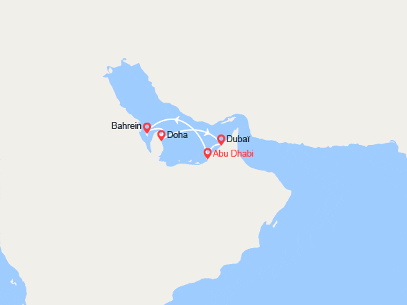 itin&eacute;raire croisi&egrave;re Moyen Orient : Émirats arabes unis, Bahreïn, Qatar 