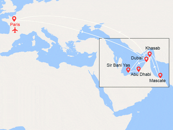 itinéraire croisière Moyen Orient : Emirats Arabes Unis, Oman - Vols inclus