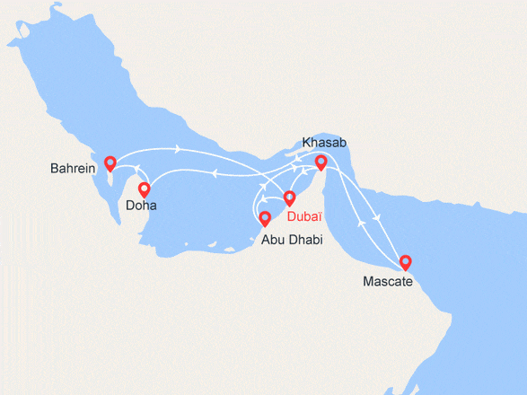 itinéraire croisière Moyen Orient : Emirats Arabes Unis, Oman, Bahreïn, Qatar