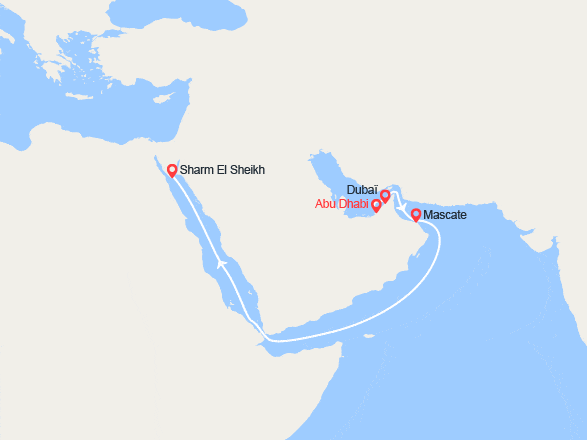 itinéraire croisière Moyen Orient : Émirats arabes unis, Oman, Égypte