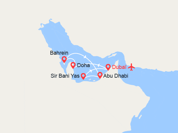 itinéraire croisière Moyen Orient : Emirats Arabes Unis, Qatar, Bahreïn - Vols inclus de Lyon