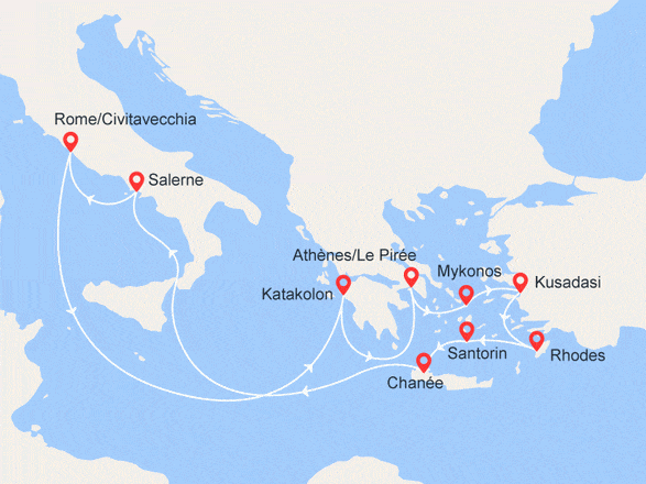 itinéraire croisière Iles grecques : Empires anciens : Grèce, Iles Grecques, Turquie, Italie
