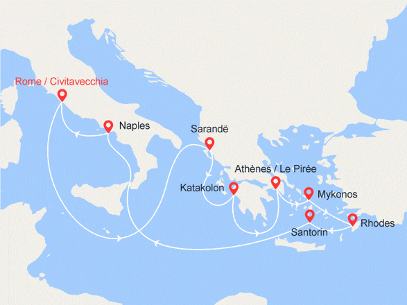 itinéraire croisière Iles grecques - Iles grecques : Empires anciens : Grèce, Turquie, Iles Grecques, Italie