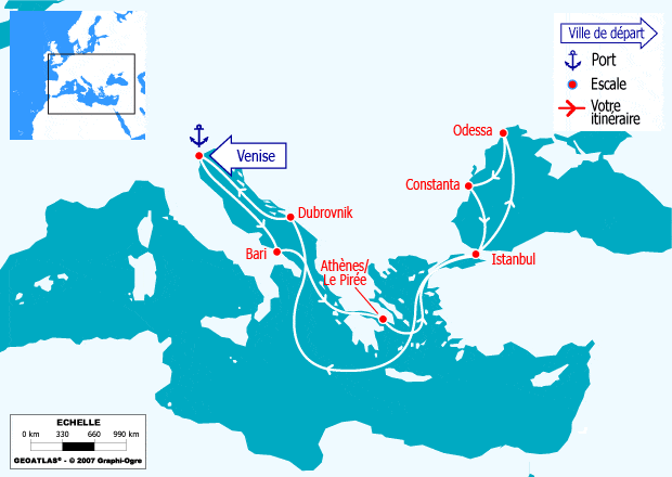 itinéraire croisière Croatie/Adriatique - Iles grecques : En route vers l'Est : Italie, Grèce, Israël, Chypre, Croatie