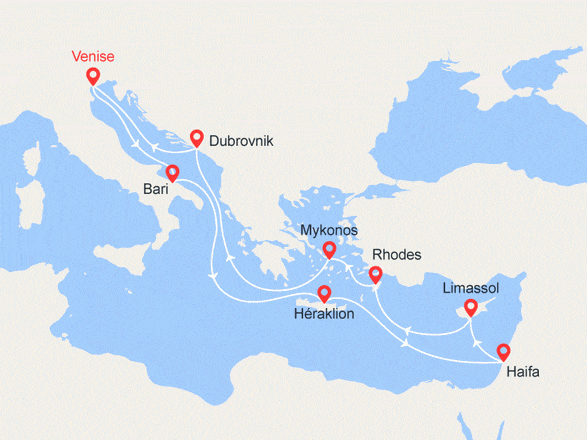 itinéraire croisière Croatie/Adriatique - Iles grecques : En route vers l'Est : Italie, Grèce, Israël, Chypre, Croatie
