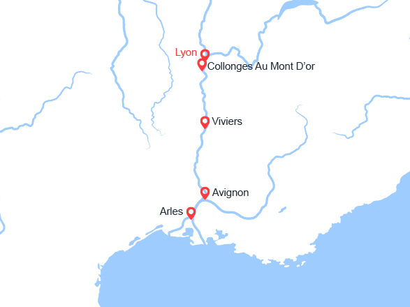 itinéraire croisière Rhône Saône : Entre Lyon, la Camargue et la Provence avec un dîner OFFERT (LMY_PP2)