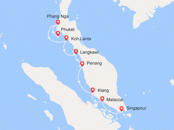itinéraire croisière Asie : Entre Phuket et Singapour (PKS)
