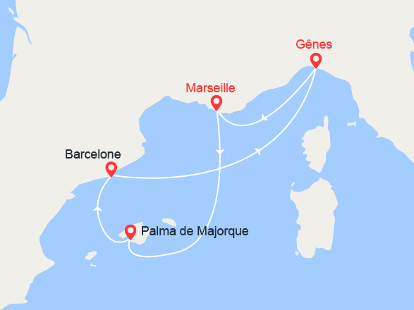 itinéraire croisière Iles Baléares : Escapade à Majorque et Barcelone