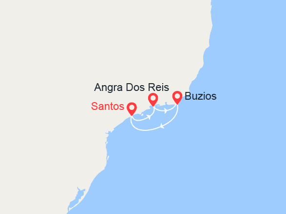 itinéraire croisière Amérique du Sud : Escapade au Brésil: Santos, Angra dos Reis, Buzios