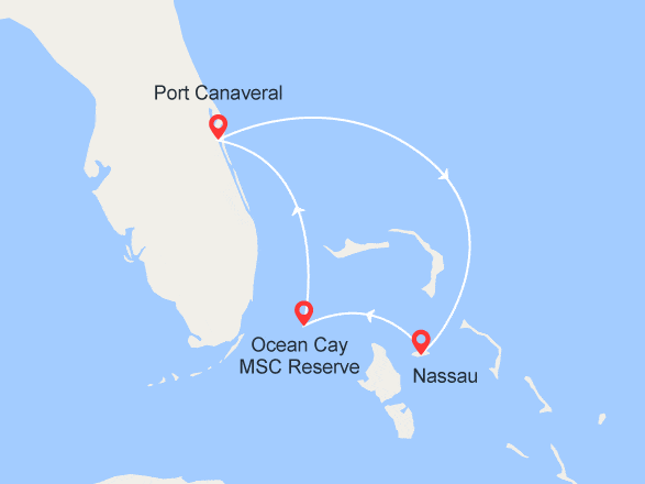 itinéraire croisière Caraïbes et Antilles : Escapade aux Bahamas : MSC Ocean Cay & Nassau