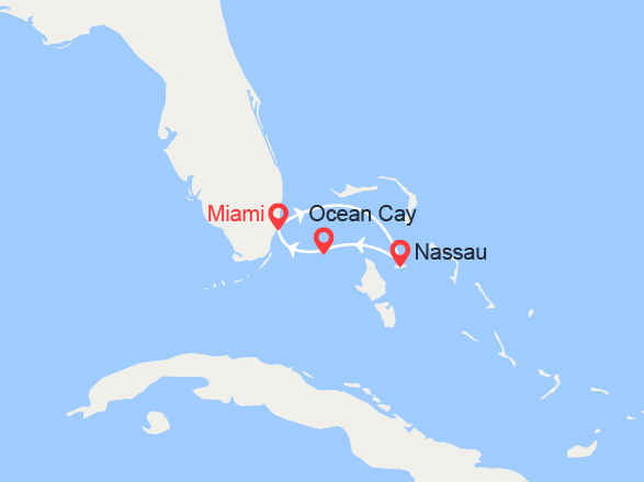 itin&eacute;raire croisi&egrave;re Caraïbes et Antilles : Escapade aux Bahamas : Nassau,  Ocean Cay 