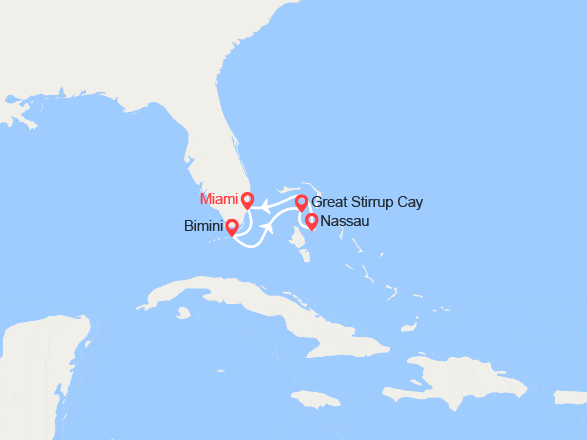 itinéraire croisière Caraïbes et Antilles : Escapade aux Bahamas au départ de Miami