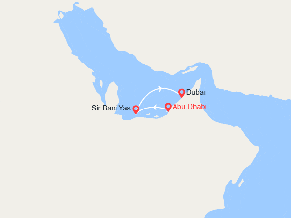 itin&eacute;raire croisi&egrave;re Moyen Orient : Escapade aux Emirats Arabes : Abu Dhabi, Sir Bani Yas, DubaÏ 