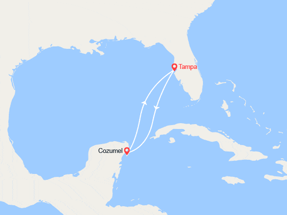 itinéraire croisière Caraïbes et Antilles : Escapade de Tampa à Cozumel
