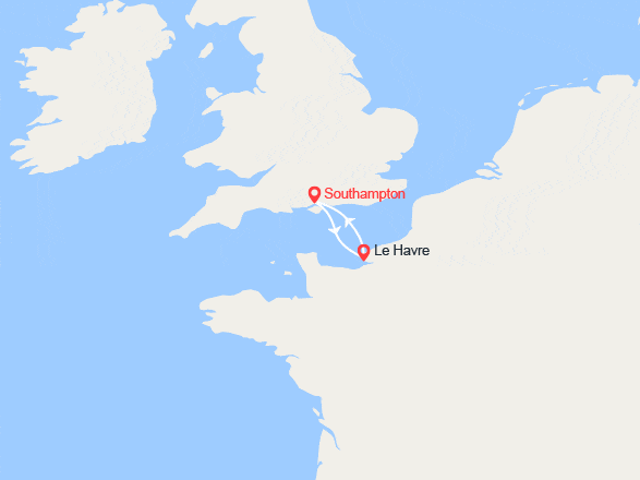itin&eacute;raire croisi&egrave;re Europe du Nord : Escapade en France au départ de Southampton 