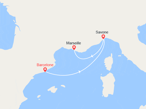 itinéraire croisière Méditerranée Occidentale : Escapade en Méditarranée : de Barcelone à Marseille 