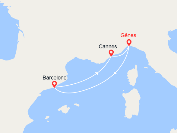 itinéraire croisière Méditerranée : Escapade en Méditerranée : de Gênes à Cannes