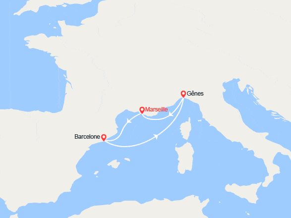 itin&eacute;raire croisi&egrave;re Méditerranée Occidentale : Escapade en Méditerranée : Espagne, Italie 