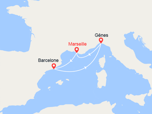 itinéraire croisière Méditerranée : Escapade en Méditerranée : Espagne, Italie, Provence