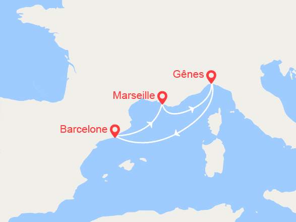 itinéraire croisière Méditerranée Occidentale : Escapade en Méditerranée : France, Italie, Espagne
