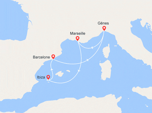 itinéraire croisière Iles Baléares : Escapade en Méditerranée : Ibiza, Barcelone, Italie