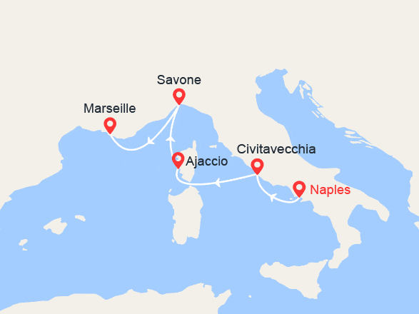 itin&eacute;raire croisi&egrave;re Méditerranée Occidentale : Escapade en Méditerranée : Italie, Corse  