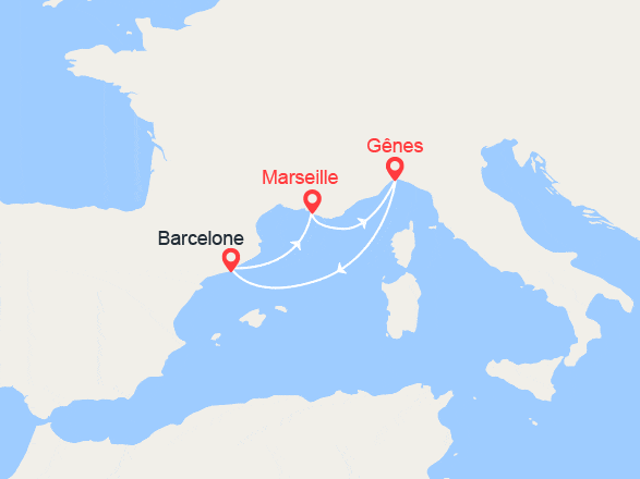 itinéraire croisière Méditerranée Occidentale : Escapade en Méditerranée : Italie, Espagne